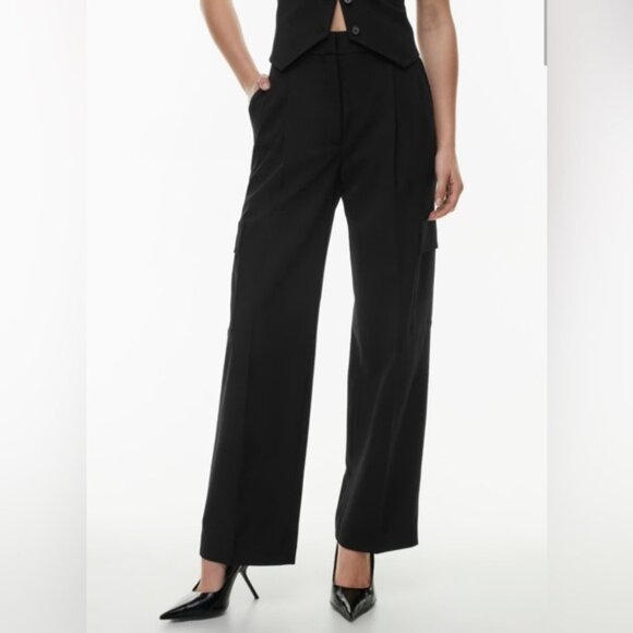 NWT Aritzia Babaton Spotlight Cargo Pant in Black City Wool Size 6 - Picture 3 of 13